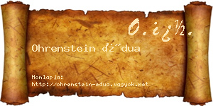 Ohrenstein Édua névjegykártya
